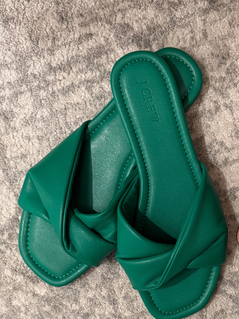 J. Crew Emerald Green Knotted Slide Sandals